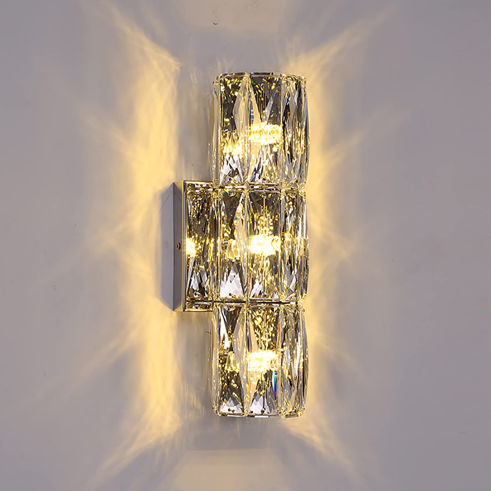 HYJAUSXB Dimmable LED Crystal Wall Lamp, Modern Transparent Lighting for Corridor and Bedroom