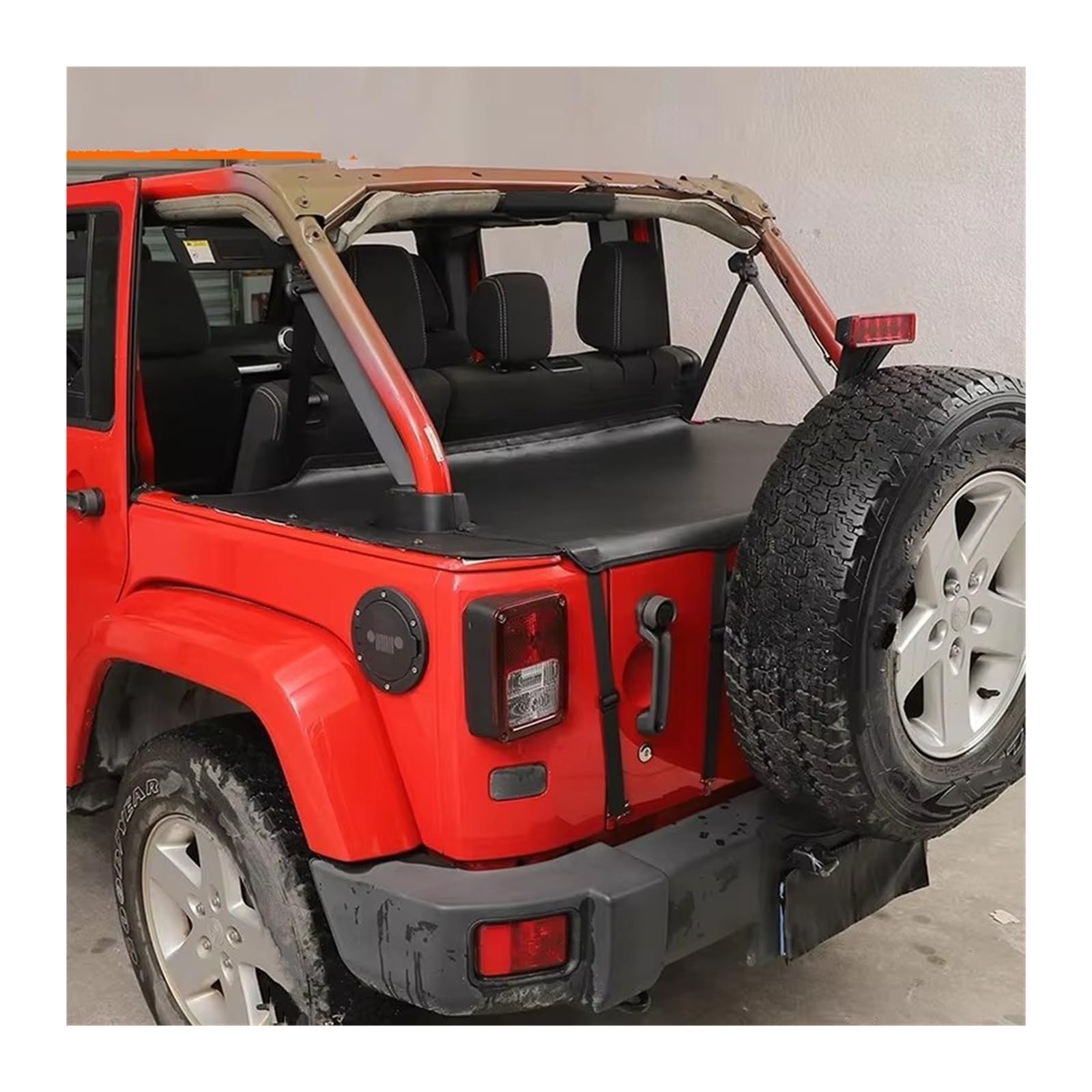 Kofferraum Abdeckung Leder/Oxford Für Jeep Für Wrangler JK 2007–2017 4-Türer Stoff Kofferraum-Isolationsabdeckung Haustiermatte Laderaumabdeckung(Oxford Cloth)