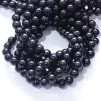 Natural Stone Beads 10mm Black Polished Round Smooth Agates Gemstone Beads for Jewelry Making 15 Inch(Black Onyx,10mm)