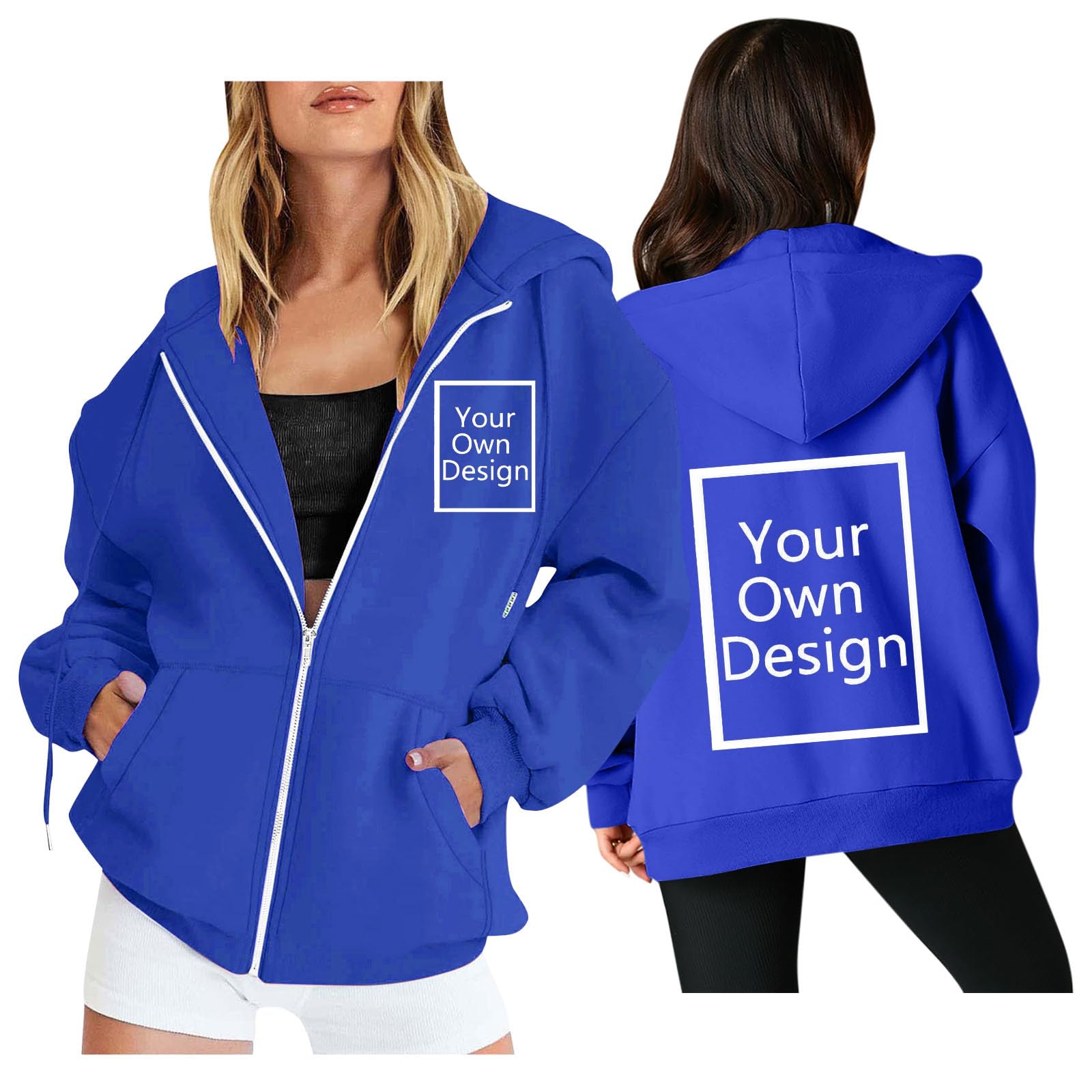 Custom Jackets Design Your Own Full Zipper Hooded Sweatshirt Custom Sweatshirt T Shirts Add Your Own Text or Picture