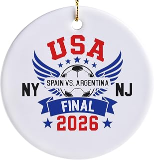 Generic World Soccer Ornament, USA New York New Jersey Final Match Souvenir 2026, Spain vs Argentina Soccer Fan Gift