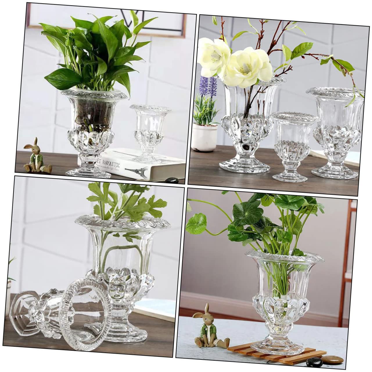 IMIKEYA Transparente Glasvase Hochzeitsvase aus Glas mit Hydroponischer Funktion für Langanhaltende Blumen Dekoration und Elegante Tischdeko bei Hochzeitsfeiern