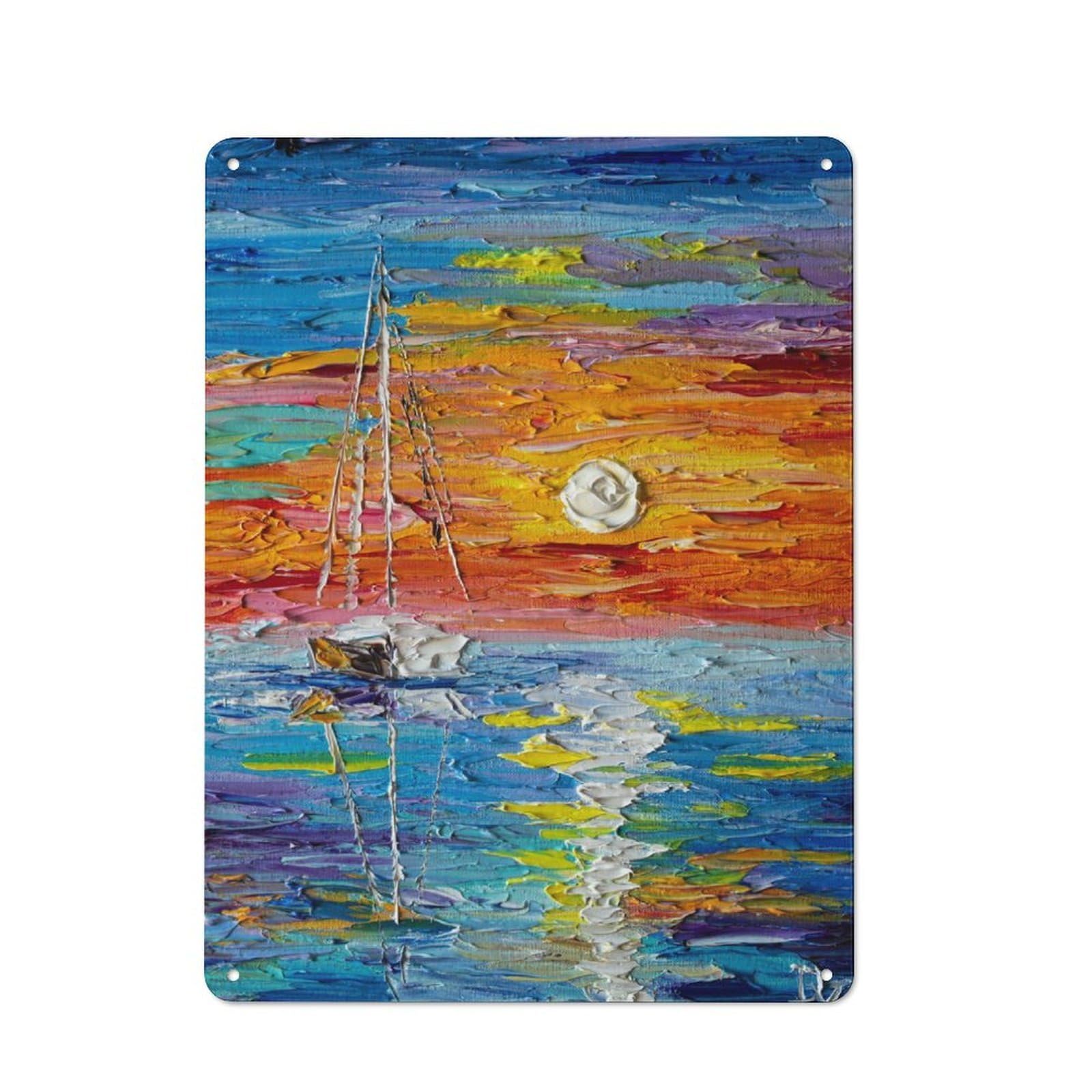 Junmoney Sea Sunset For Garden Room Or Summerhouse, Retro Metal Sign 40X30cm, For Metal Sign Collectors, For Vintage Wall Decor Fans