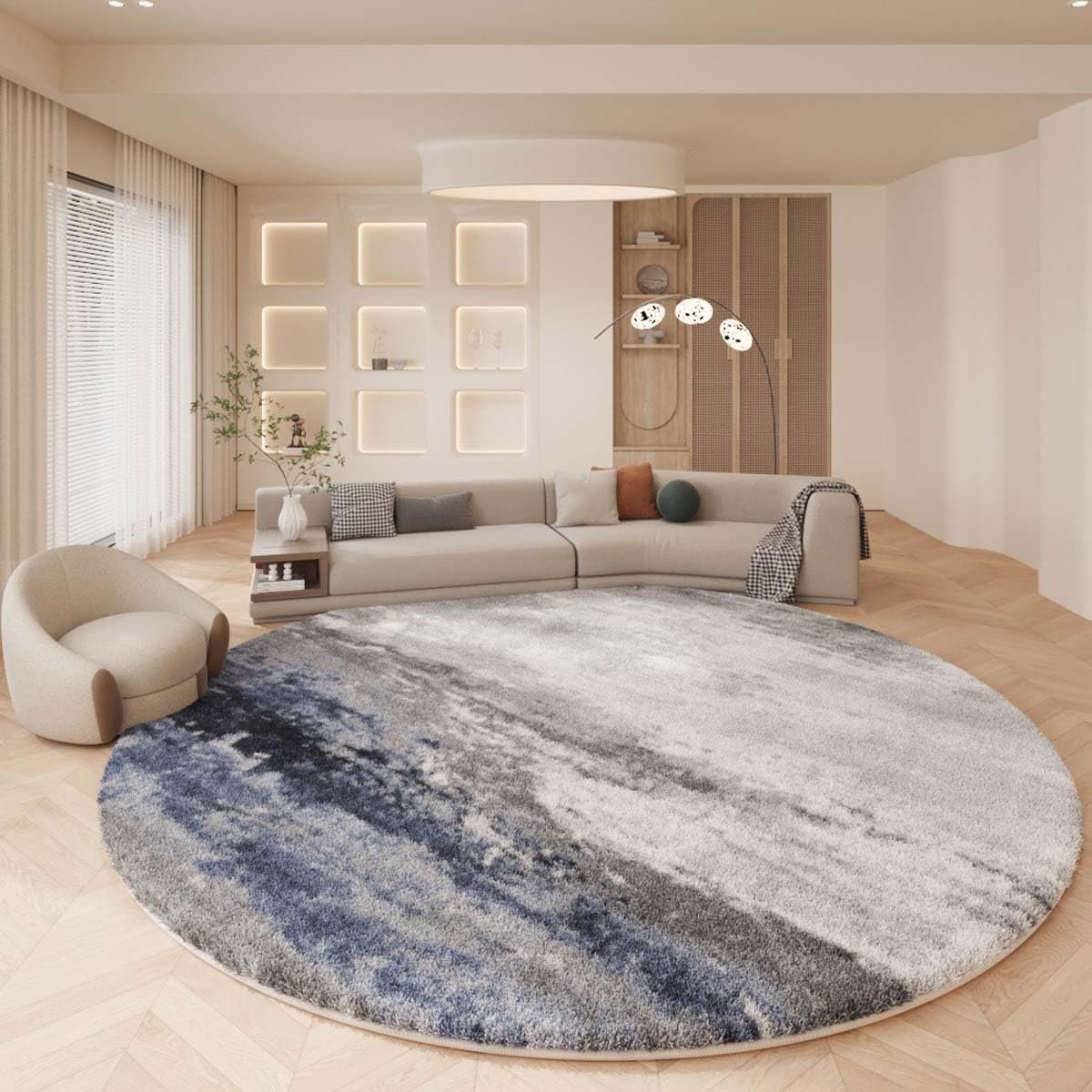 Tapis rond moderne et moelleux pour chambre d'enfant et salon cosy