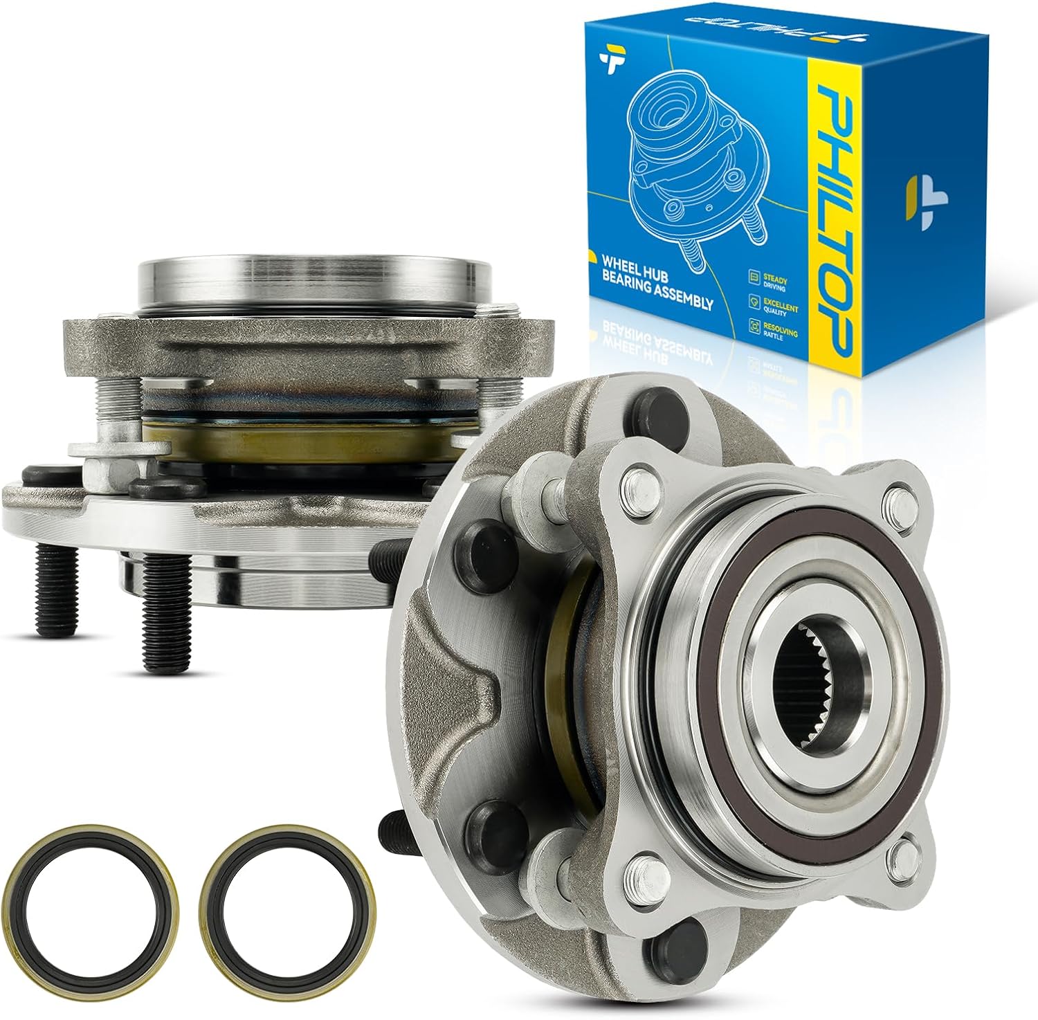 PHILTOP 950001 515201 2pcs Front Wheel Hub Assembly Fit for Toyota Tacoma 2005-2021, Toyota 4Runner 2003-2021, Lexus GX460 2010-2021, Toyota FJ Cruiser 2007-2014, Lexus GX470 2003-2009 Wheel Bearings