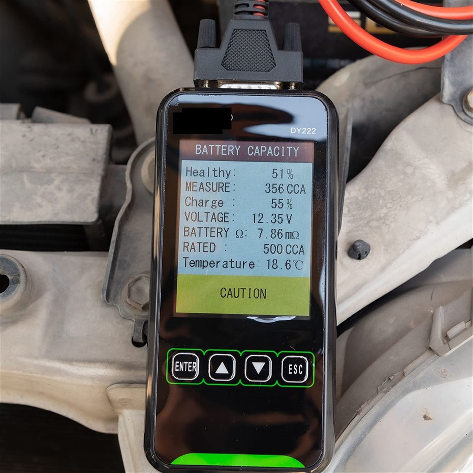 Comprobador de baterias de Coche DY222 12V / 24V Tester de Carga de la batería de automóviles Multifuncional Batería Salud de Salud Sistema de batería automotriz Sistema de batería Accesorios