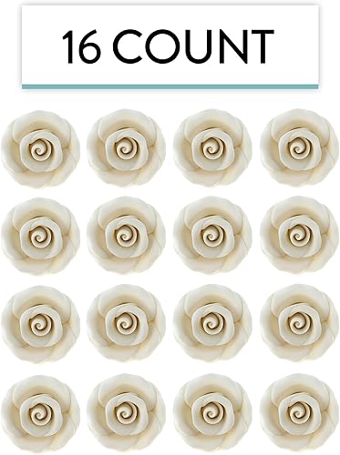 Miniatura 2 de Global Sugar Art Rose Premium White - Flores de azúcar medianas, sin alambres, 16 unidades por el chef Alan Tetreault