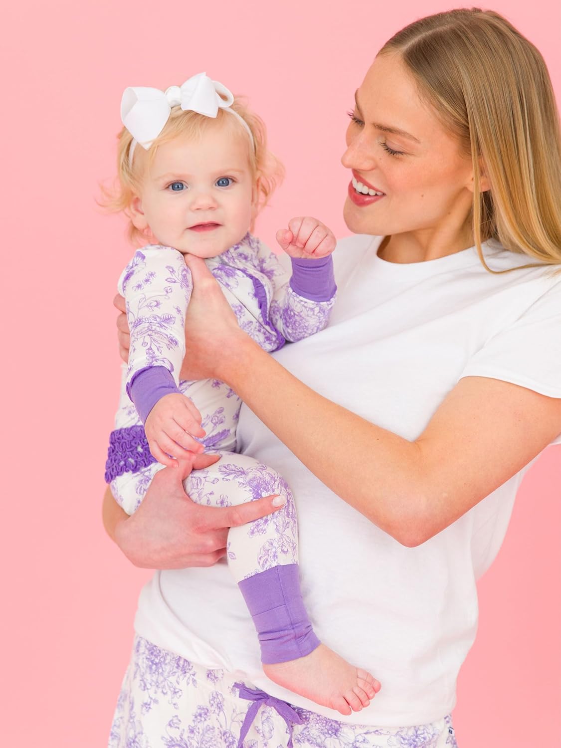 RuffleButts SoftSnooze - Viscose from Bamboo Baby Girls Ruffle One Piece Convertible Pajamas