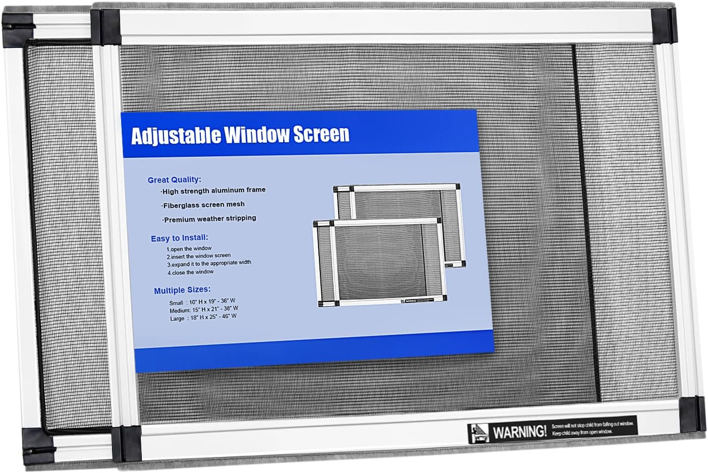 Yoochee Expandable Window Screen, Adjustable Window Screen (15" H x 21