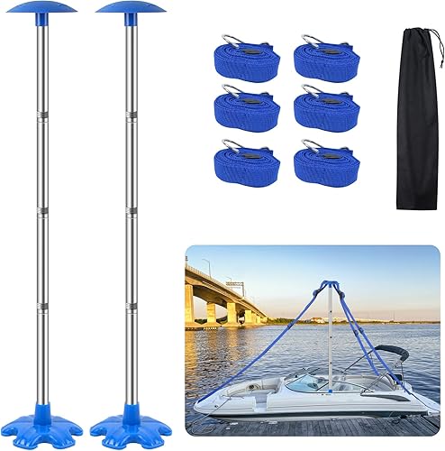 Miniatura 7 de Paquete de 2 postes de soporte para cubierta de barco con base de goma antideslizante pesada, sistema de soporte reforzado de cubierta de barco con