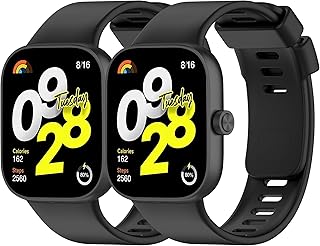 Amzpas 2 Pièces Bracelet Pour Xiaomi Redmi Watch 4 / Xiaomi Mi Band 8 Pro, Silicone Souple Bracelet pour Femmes Hommes, Noir+Noir