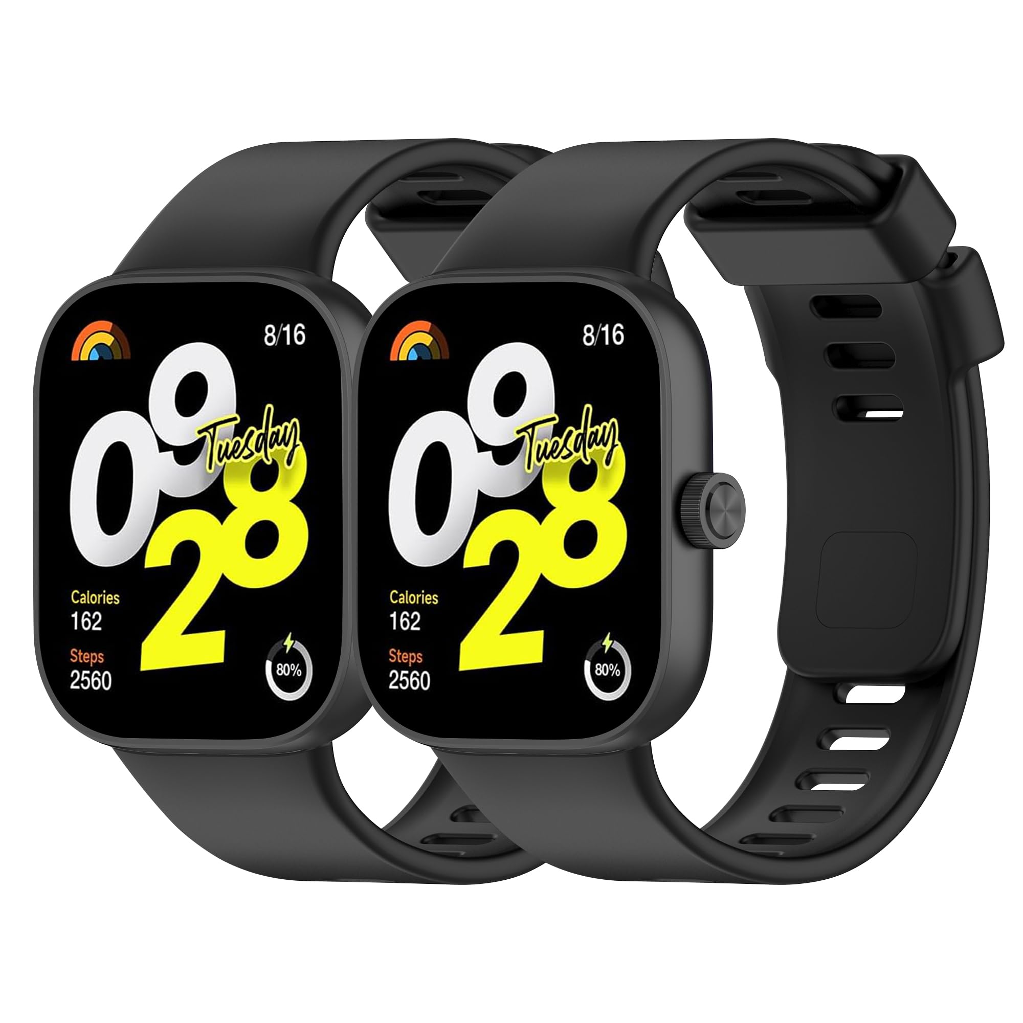 2 Piezas Correa para Xiaomi Redmi Watch 4 / Xiaomi Mi Band 8 Pro, Correa de Recambio Silicona Suave y Transpirable, Negro + Negro
