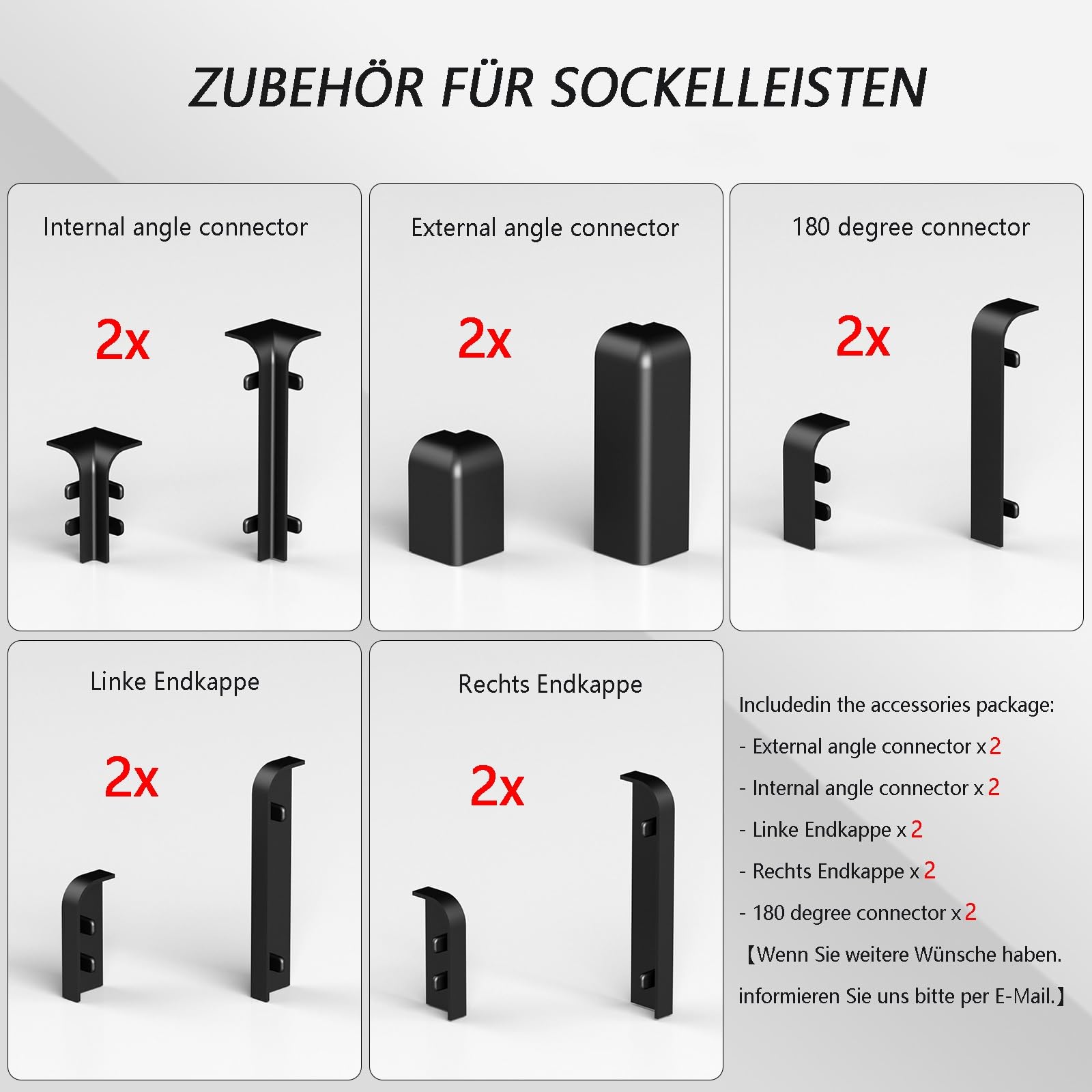 Rodapié de aluminio, 4 piezas, 125 cm cada uno, acabado decorativo fácil de instalar, ideal para cualquier habitación, altura: 4 cm