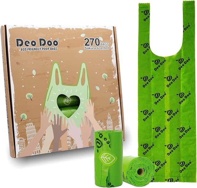 Dog Poo Bags with Handle, 270 Counts Leak Proof and Extra Thick Waste Bags Refill Rolls for Dogs, Cherry Blossom Scented