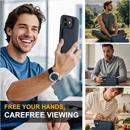 Miniatura 4 de DOGODON Funda tipo cartera con tarjetero de cuero de lujo para iPhone 11, ranuras para tarjetas, doble cierre magnético, a prueba de golpes, 6.1