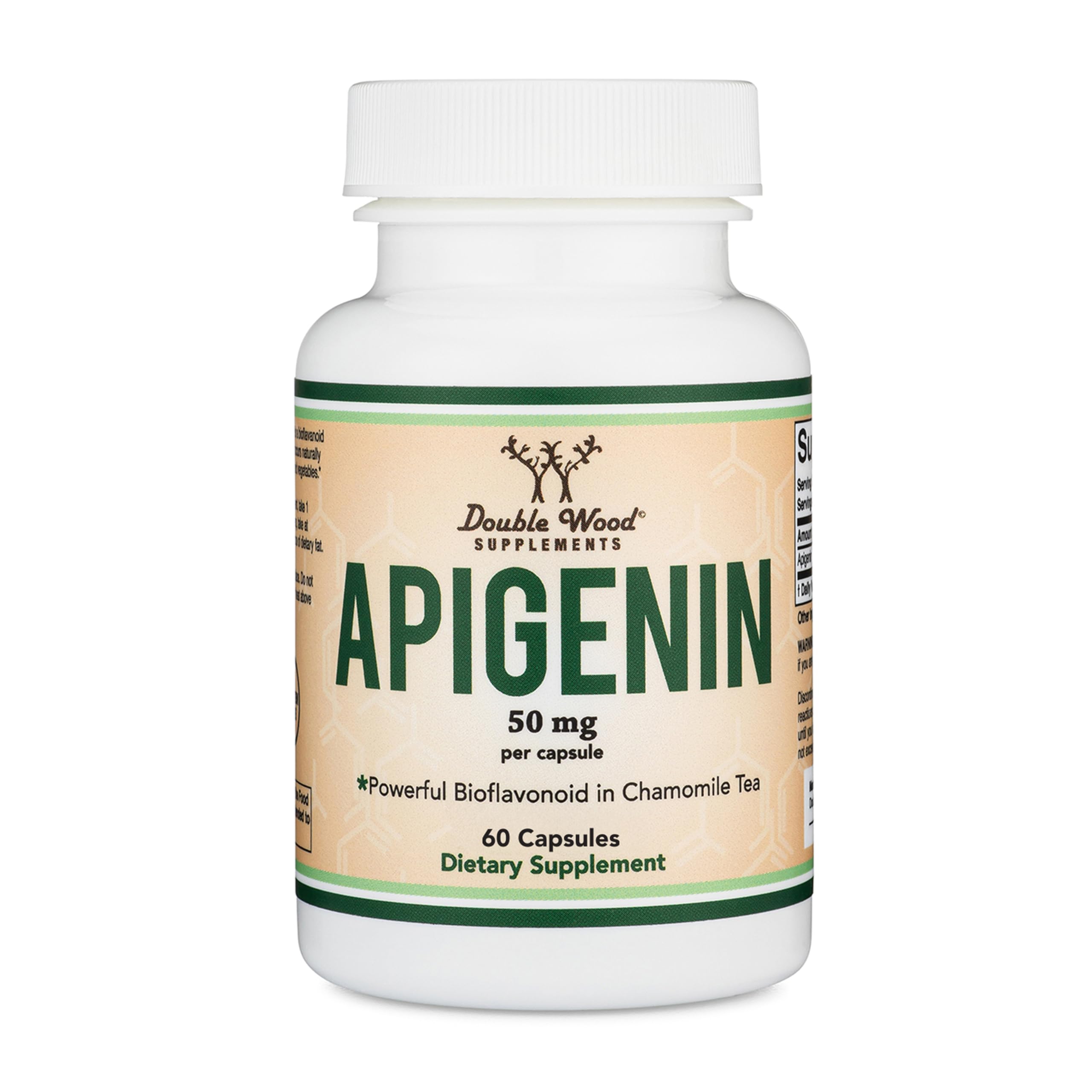Apigenin 50mg, Chamomile Flavonoid, Daily Sleep + Relaxation, 60 Capsules | Daily Non-Habit-Forming Supplement for Calm + Restful Sleep, Hormonal Balance Support, 2-Month Supply, Third-Party Tested 60 Count (Pack of 1)