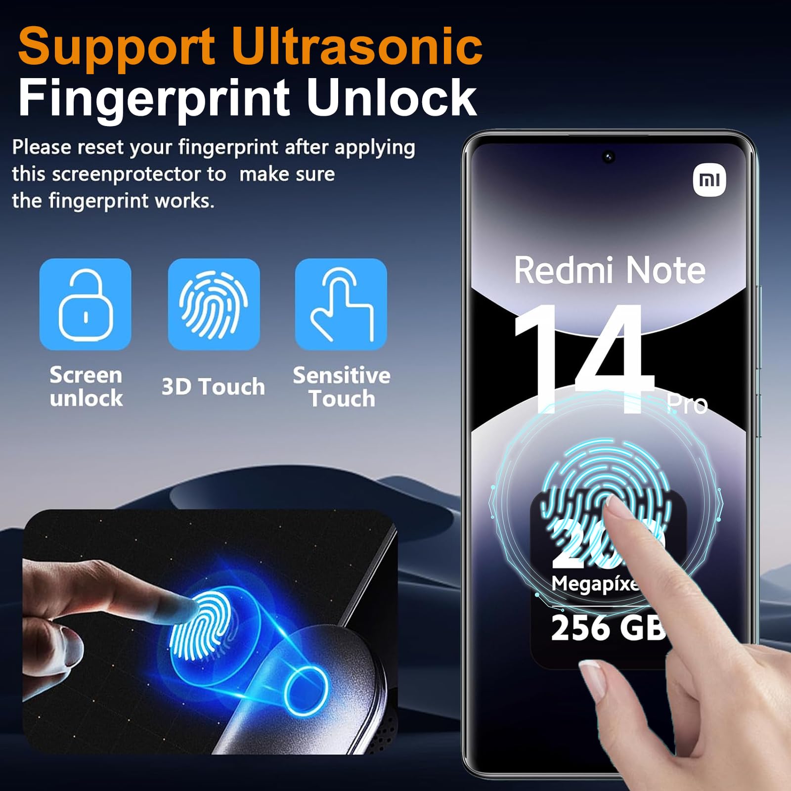 Pellicola Vetro Temperato per Xiaomi Redmi Note 14 Pro 5G(Non per 4G)/Xiaomi Poco X7 5G, 2 Pezzi Pellicola Protettiva e 2 Pezzi Pellicola Fotocamera, Durezza 9H,Anti Graffio, Anti-Impronte