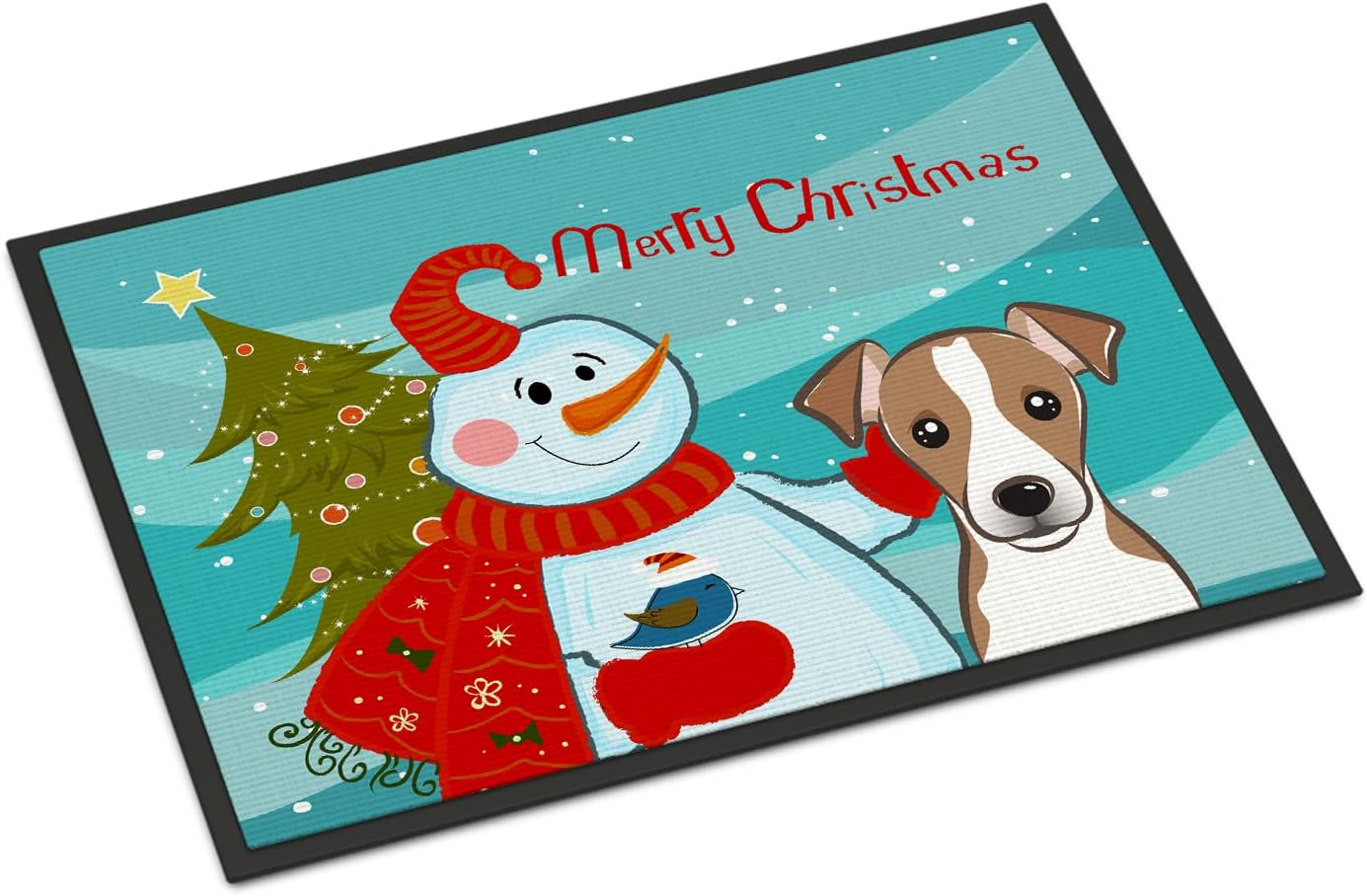 Caroline's Treasures BB1880JMAT Snowman with Jack Russell Terrier Doormat 24x36 Front Door Mat Indoor Outdoor Rugs for Entryway, Non Slip Washable Low Pile, 24H X 36W