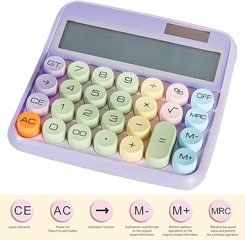 Miniatura 4 de Calculadora mecánica,Calculadora linda calculadora de escritorio con pantalla LCD grande de 12 dígitos,Calculadora rosa botones grandes,Calculadora