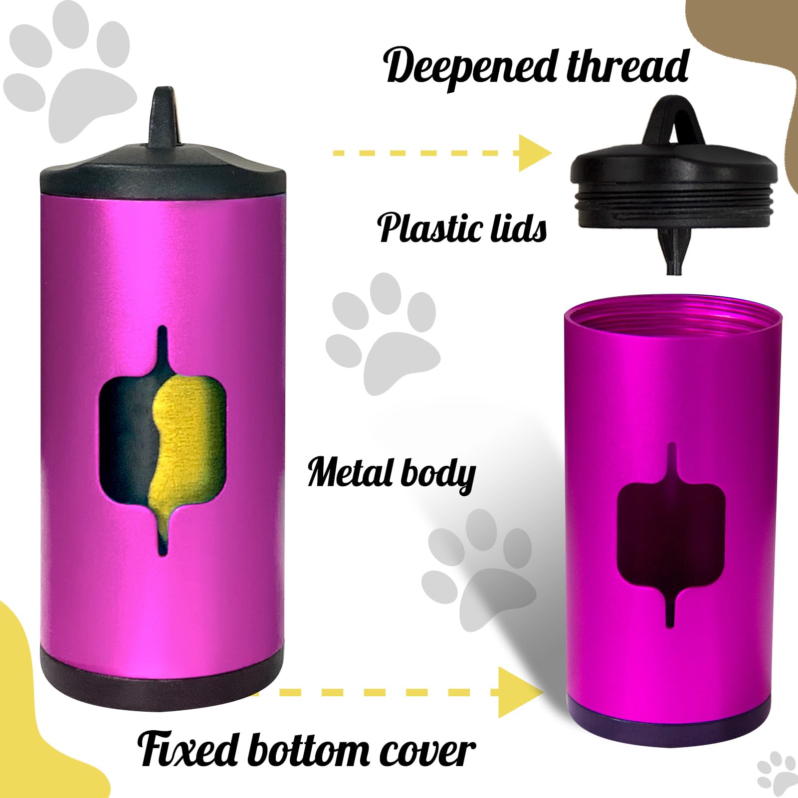 Dispensador Metálico de Bolsas de basura Para Perros, Dispensador de Bolsas de Basura Para Perros con Bolsa de basura Para Mascotas Para Bolsas Usadas. (Rosa,2 soporte 30 bolsas)