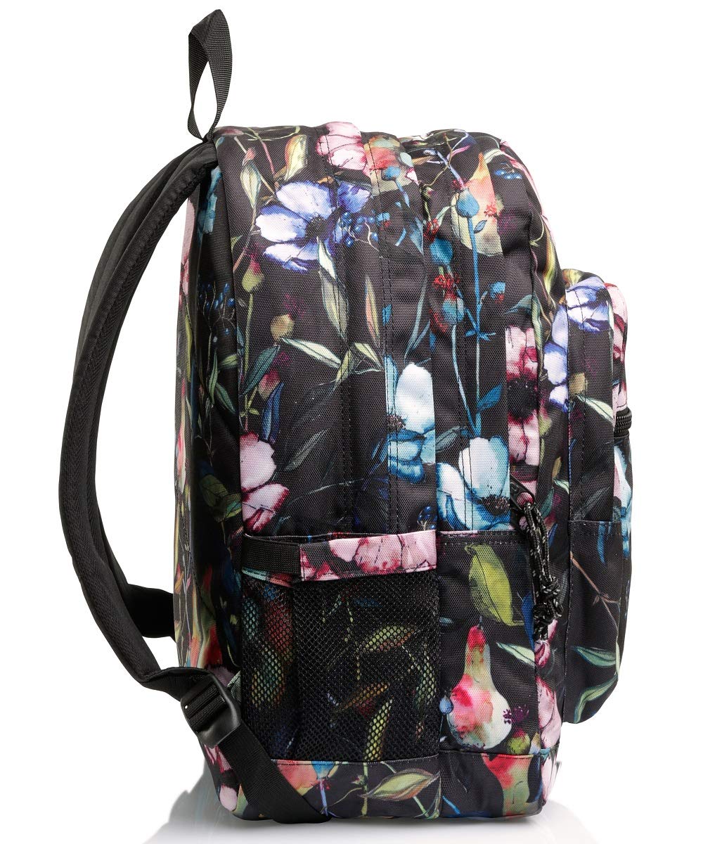 Invicta Jelek Zaino Scuola Media Ragazza, Scuola Elementare, Scomparto PC, Tasca Borraccia, nero fiori