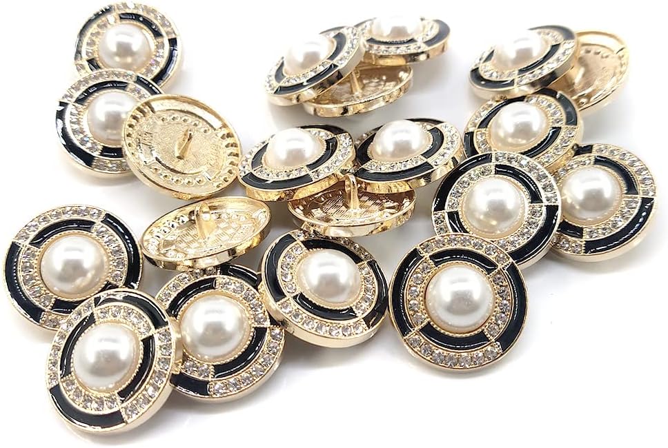 20 pcs Vintage Shield Shape Black Enamel Metal Sewing Shank Buttons for Coats -25mm -1"