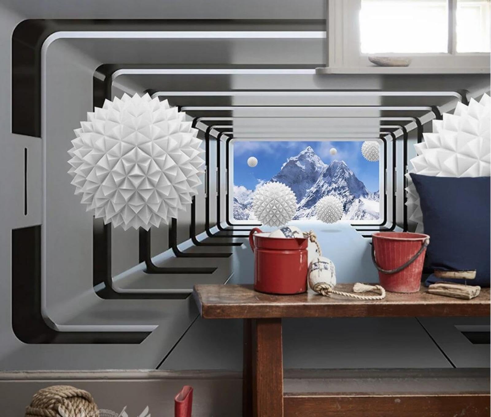 Papier peint panoramique 3D montagne neige eau salon chambre 330x245cm