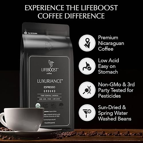 Miniatura 6 de Lifeboost Café expreso orgánico molido  Café expreso orgánico sin OMG, bajo en ácido, de origen único, USDA cultivado en sombra  Probado por