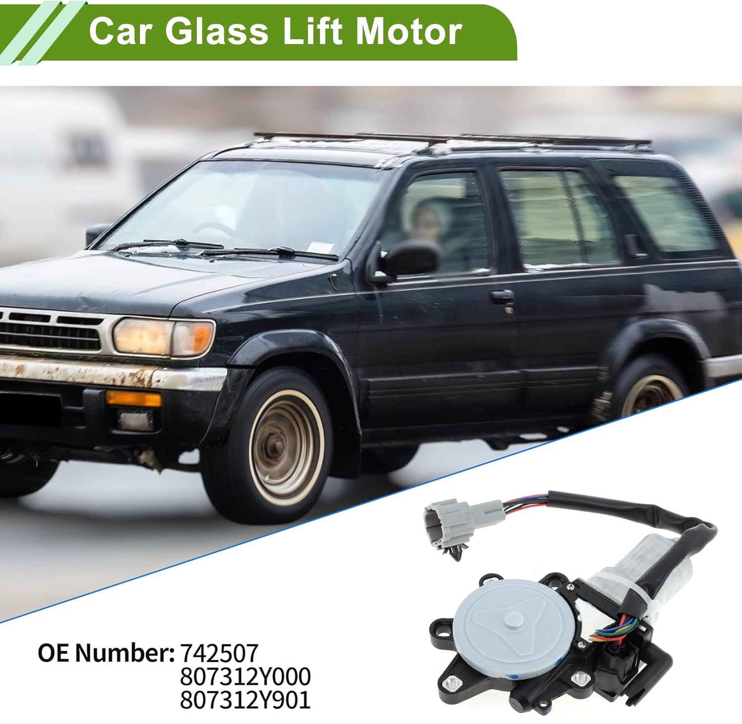 Front Left Driver Side Power Window Regulator Lift Motor for Nissan Maxima Pathfinder No.742507/807312Y000 6 Pin Car Window Glass Lift Motor