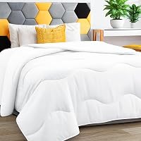 MEELUS Lightweight Cooling Comforter King Size Duvet Insert - All Season Breathable White Quilt 102x90 with Corner Tabs
