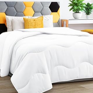 MEELUS Lightweight Cooling Comforter King Size Duvet Insert - All Season Breathable White Quilt 102x90 with Corner Tabs