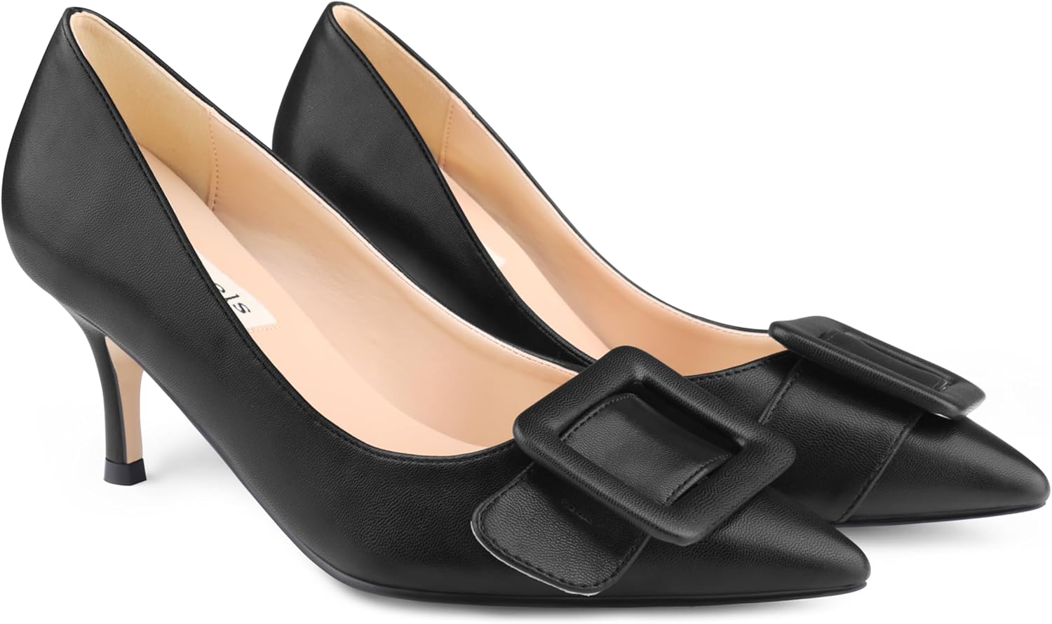 Zzheels Women's Closed Pointed Toe Pumps Kitten Heels Office Wedding Party Shoes