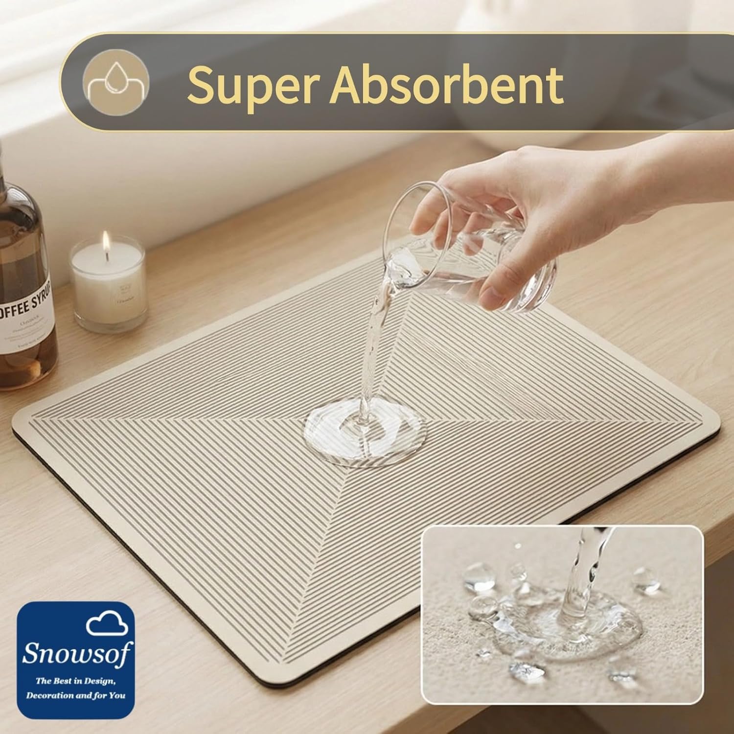 Dish Drying Mat - Absorbent Countertop Mat for Coffee Maker, Dish Rack (05,20''×24'')