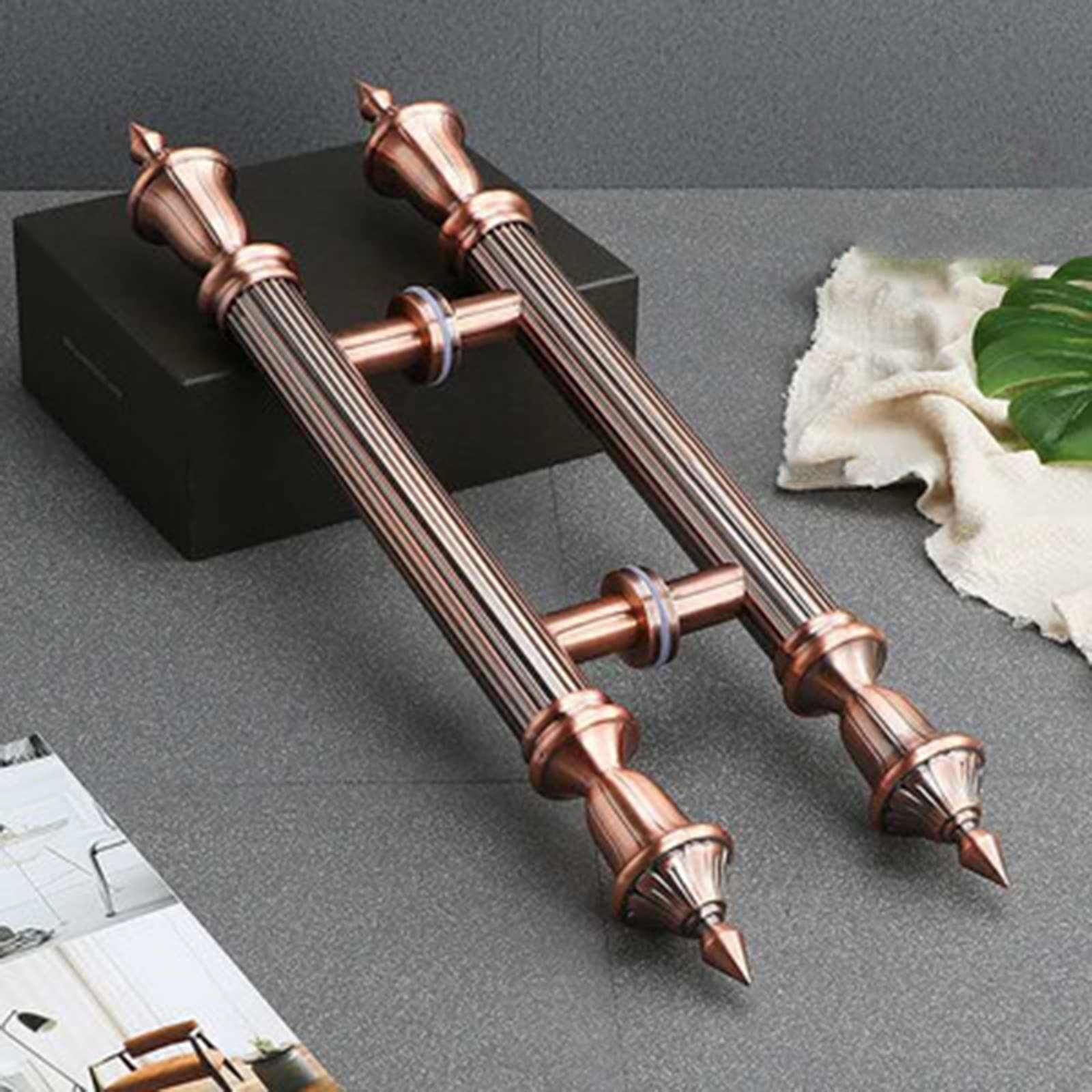 Gthtuhfd Red Bronze Sliding Barn Door Handle Push-Pull Door Handle, Barn Door Entry Pull For Wood, Steel, Aluminum, Glass Doors, Heavy Duty Stainless Steel Modern Commercial Doors Knob ,-150Cm/59In - 110C
