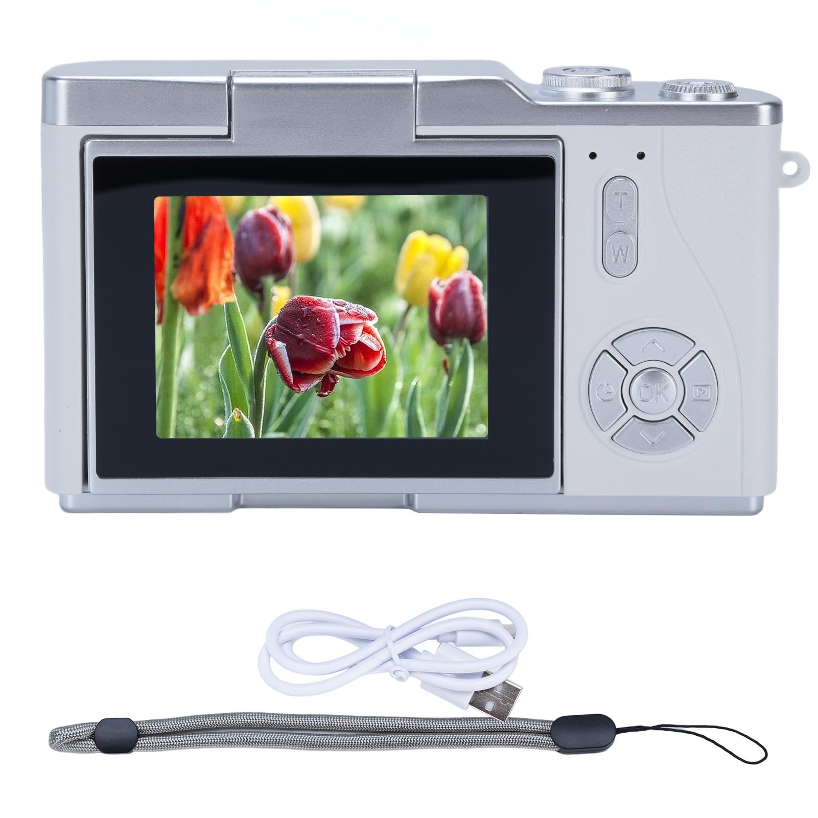 Digital Camera, 48MP 1080P 2.4 Inch HD Flip Screen with 18X Digital Zoom, for Photography and Vlogging (White)-picture-16
