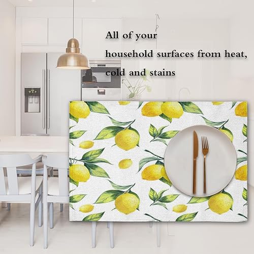 Miniatura 7 de Lemons Theme Design Placemats Set of 4 Table Mats Washable Placemat Waterproof Place Mats for Party Home Dining Table Decor 18x12 in