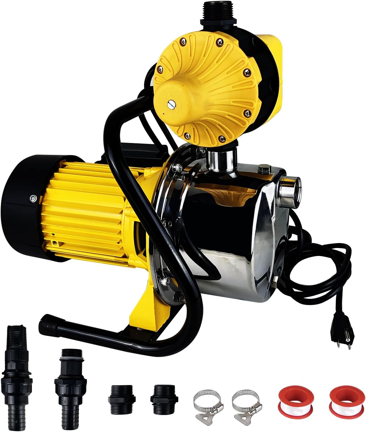 1HP Water Pressure Booster Pump for Home, 1080GPH Smart Control Shallow Well Jet Pump, Stainless Steel Automatic On/Off Sprinkler Pump, 115V Self-Priming Pump for Whole House, Garden, Irrigation