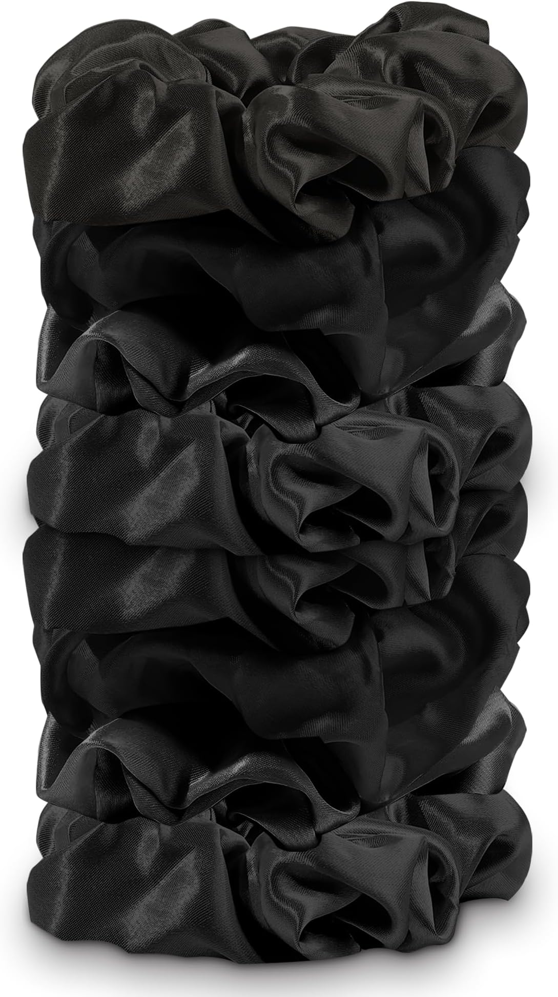 Cutebe 8 Pack Hair Ties Silk Scrunchies for Women Soft Satin Hair Scrunchies Elastic Hair Ties No Damage Ponytail Holders Rubber Bands Hair Accessories Gifts (Black (8 Pack))