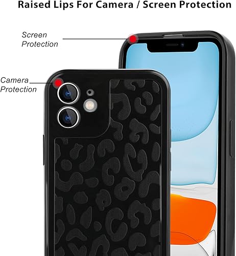 Miniatura 3 de SAKUULO Funda compatible con iPhone 11, diseño de leopardo negro, funda suave para teléfono, a prueba de golpes, funda protectora completa de la