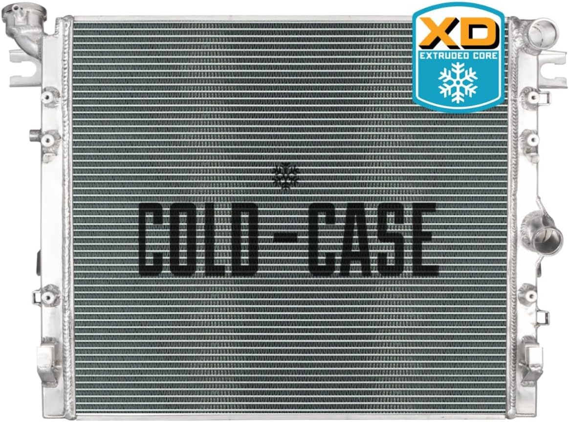 COLD - CASE MOJ995-5XD Radiator, XD, 28.75 in W x 21.656 in H x 2.5 in D, Aluminum, Polished, Compatible with Mopar Gen III Hemi/GM LS-Series, Jeep Wrangler JK 2007-18, Each