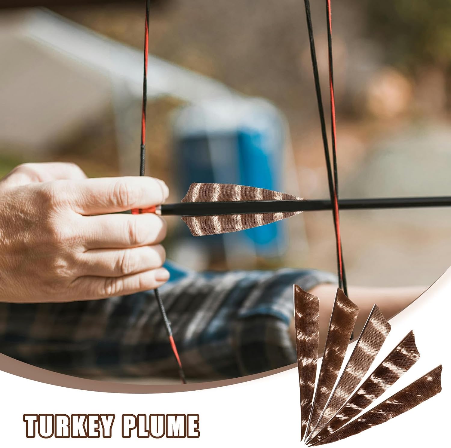 8pcs 4-inch Shield and Teardrop Genuine Turkey Plumage Arrow Fletchings Lightweight Replacement Archery Accessories for Practice and Target Shooting