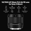 VILTROX AF 50mm F2.0 Air FE Lens, Full Frame Autofocus Prime Lens for Sony E-Mount, Lightweight & Compact, Ideal for Portraits, Street, and Travel Photography gallery image