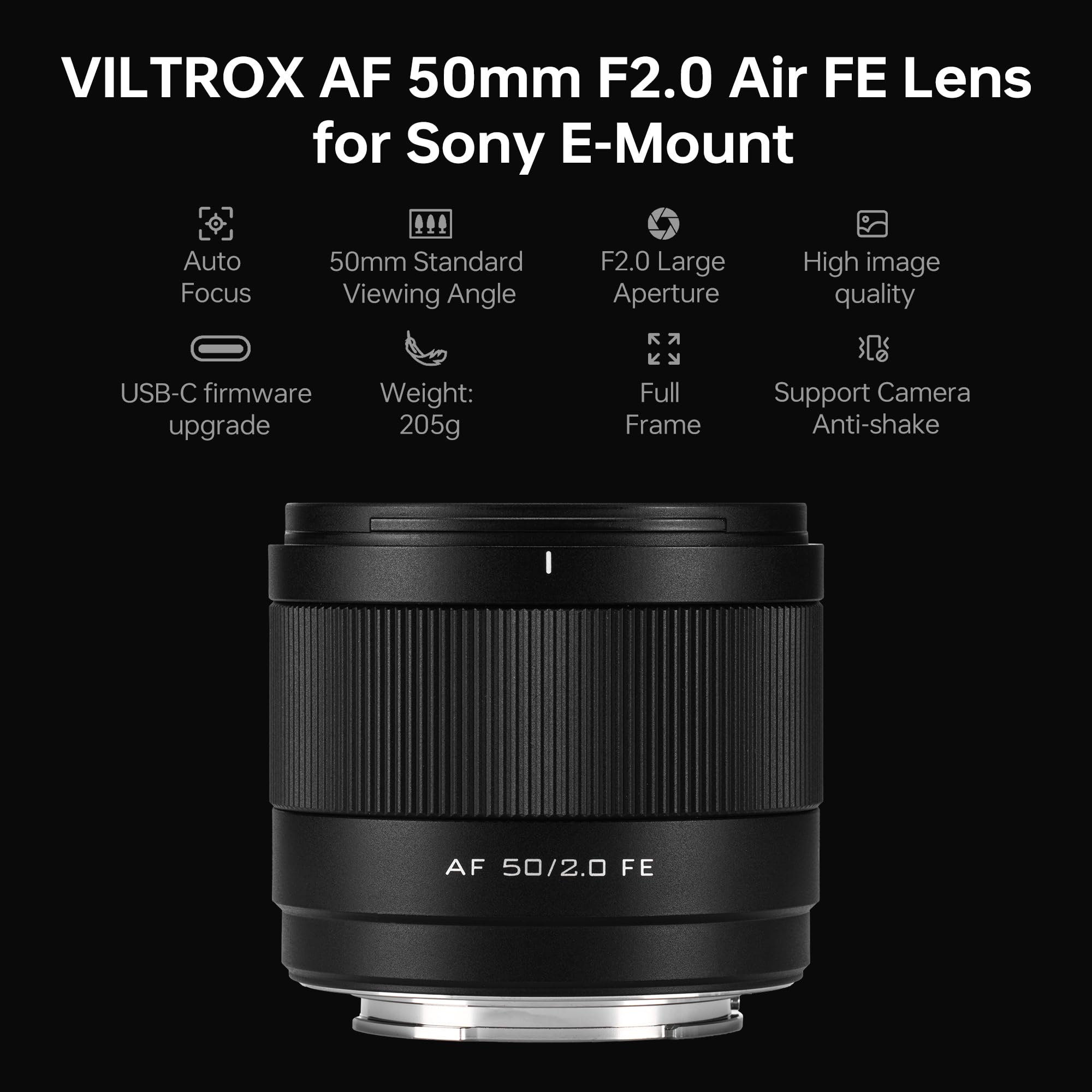 Amazon.com : VILTROX AF 50mm F2.0 FE Full-Frame Autofocus Lens for