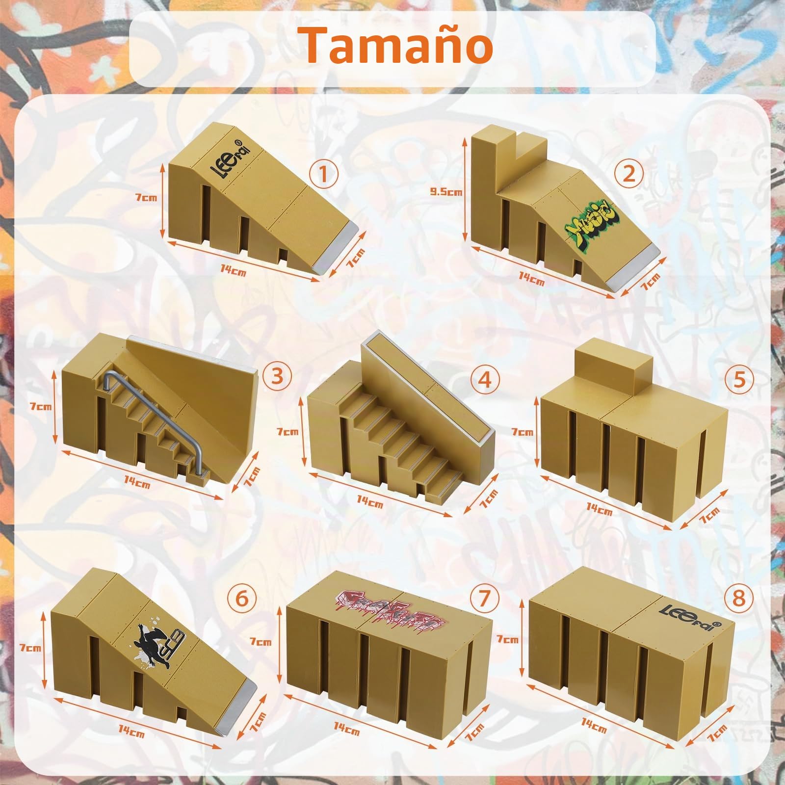 Juego de Accesorios para monopatín y rampa, Juego de Accesorios para Skate Park, Piezas de rampa para Tech Deck Fingerboard Mini Finger Skateboard Diapasones Ultimate Parks