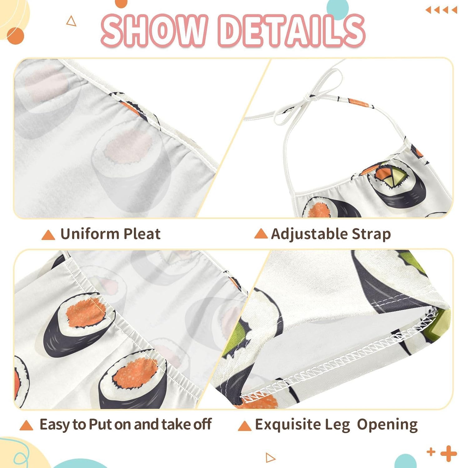 Sushi Roll Toddler Girl Clothes Sleeveless Romper Jumpsuit for Girls Summer One Piece Romper Pants Size 1-6T