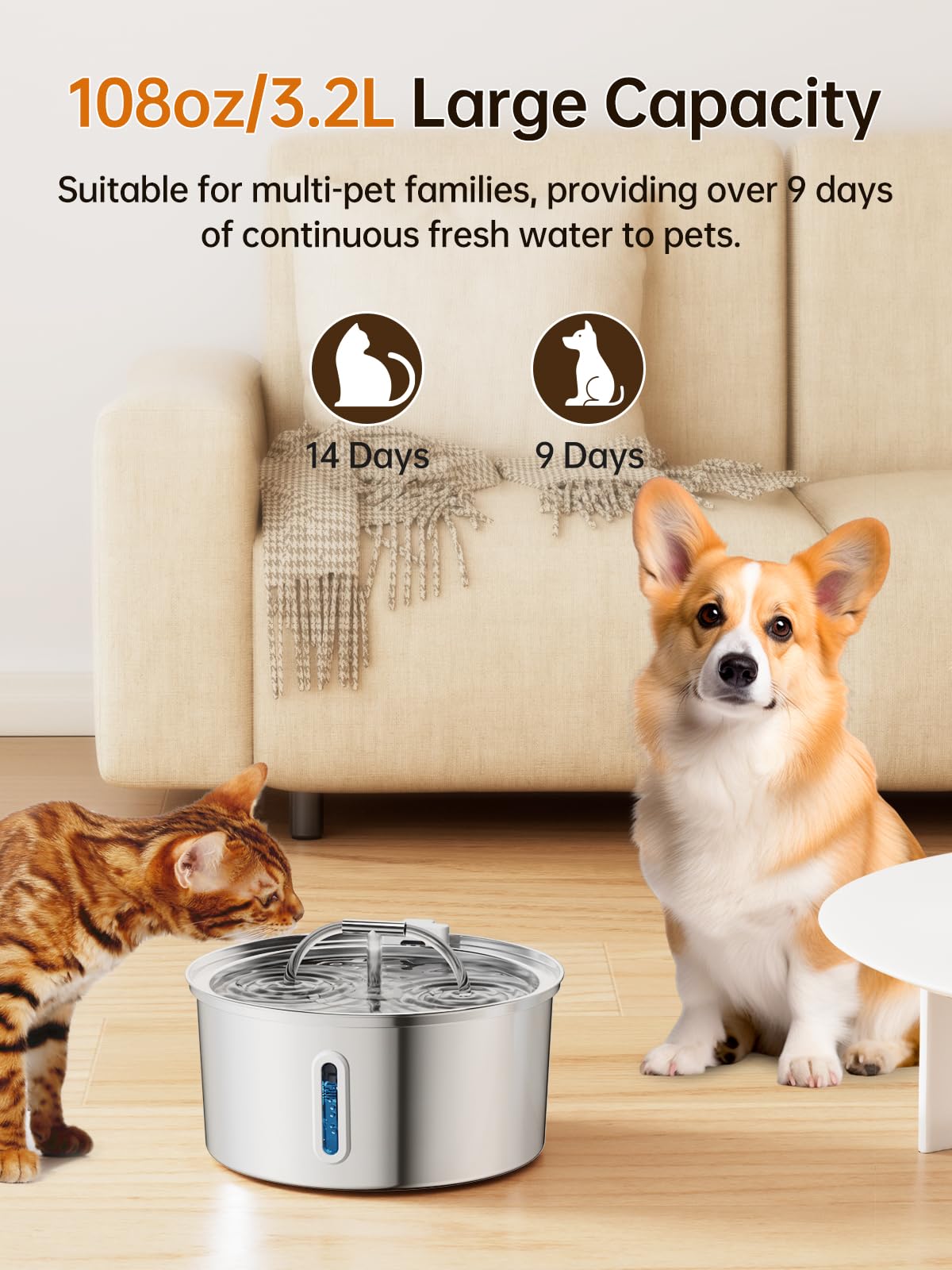 Pet Fountain Petbank Cat Water Fountain, Quiet Pet