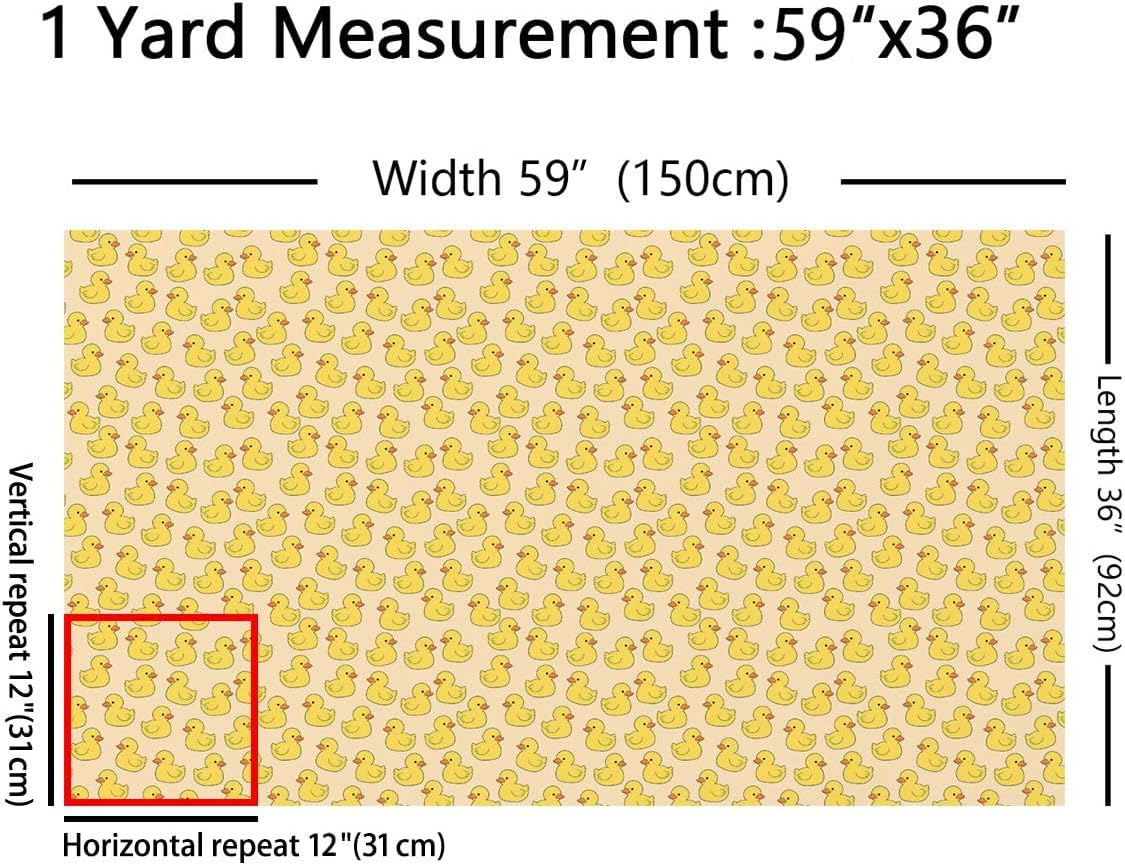 Yellow Ducks Fabric by The Yard Cartoon Cute Duck No Stretch Fabric for Sewing Supplies Kawaii Duckling Decor Soft Durable Polyester for Home DIY Projects 1 Yard Pre-Cut,36" L x 59" W image 2