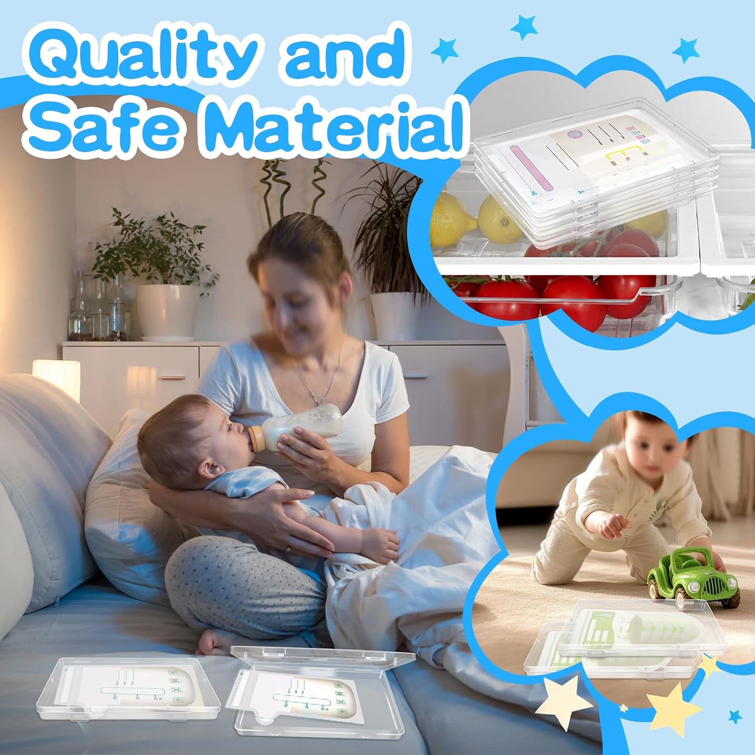 6 Pack Clear Freezer Breast Milk Storage Organizer Flat Breast Milk Freezer Storage Organizer Breastmilk Freezer Tray Breast Milk Freezer Organizer
