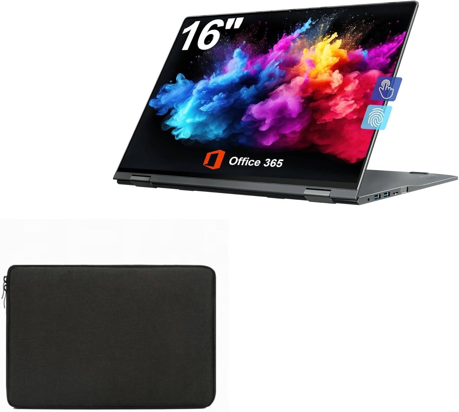 BoxWave Case Compatible with Jumper J1 Convertible Laptop (16 in) - QuickZip PlushSuit, Dual Zipper Sleeve Pouch Case with Soft Interior - Jet Black