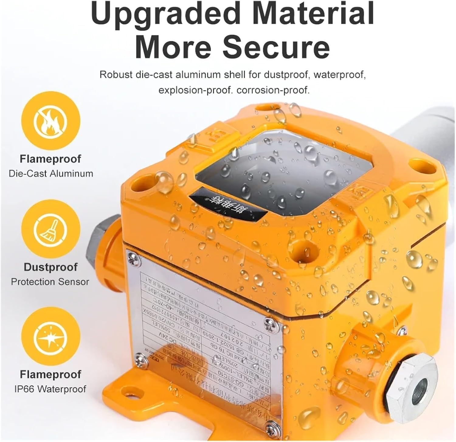 Gas Leak Detector, 4-20MA RS485 Fixed Explosion-Proof Combustible Gas Detection Analyzers CO O3 O2 H2S CH4 LEL Gas Detector Waterproof, Dust-Proof and Explosion-Proof(LEL 0-100 LEL)
